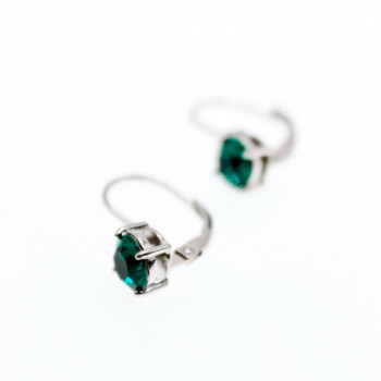 925 Sterling Silver Emerald Classic Earrings