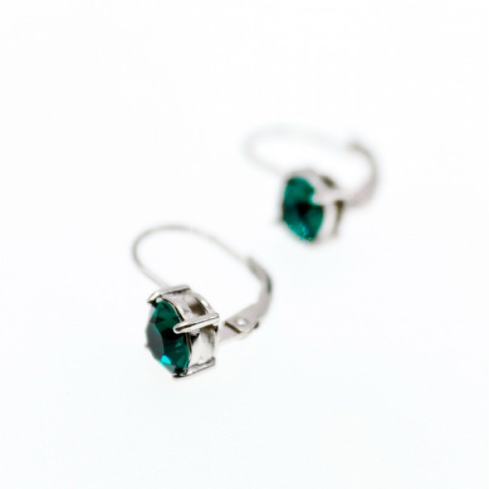 925 Sterling Silver Emerald Classic Earrings