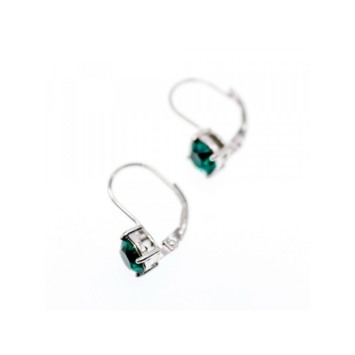 925 Sterling Silver Emerald Classic Earrings