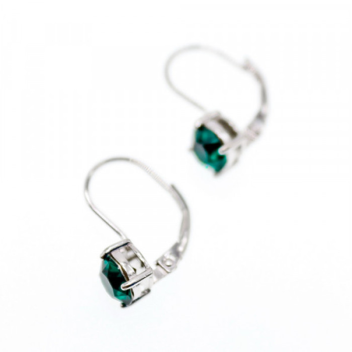925 Sterling Silver Emerald Classic Earrings