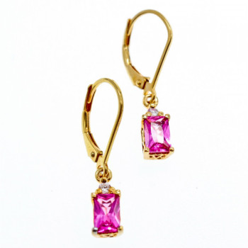 925 Sterling Silver Gold Plated Pink Topaz & Goshenite Earrings