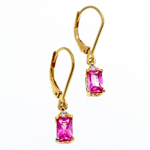 925 Sterling Silver Gold Plated Pink Topaz & Goshenite Earrings
