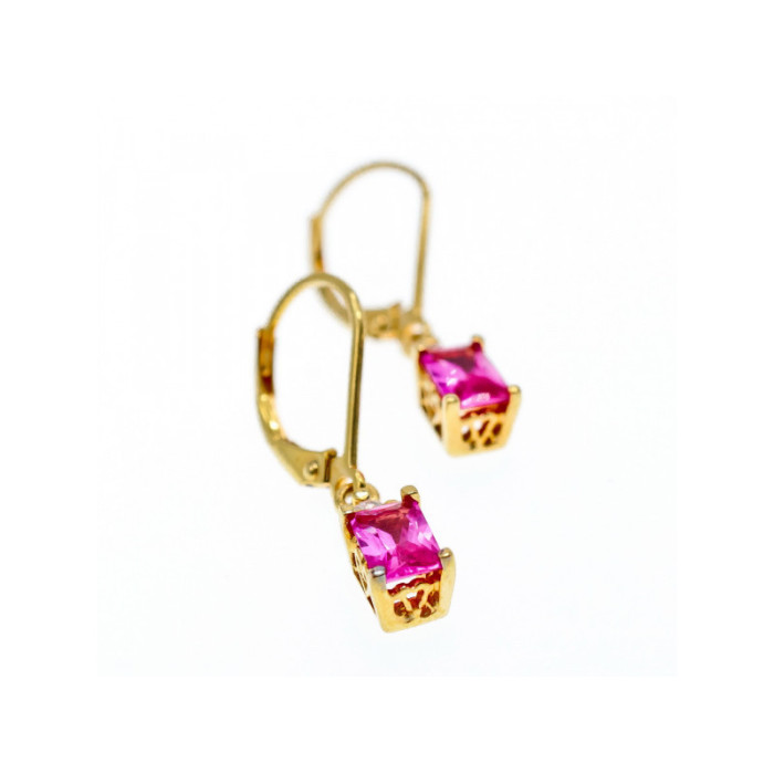 925 Sterling Silver Gold Plated Pink Topaz & Goshenite Earrings