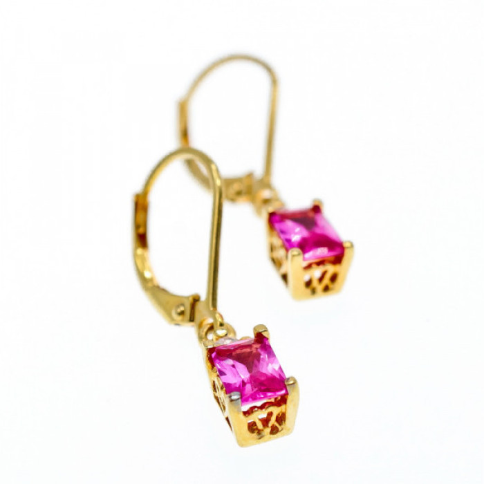 925 Sterling Silver Gold Plated Pink Topaz & Goshenite Earrings