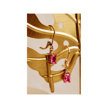 925 Sterling Silver Gold Plated Pink Topaz & Goshenite Earrings