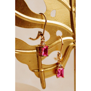 925 Sterling Silver Gold Plated Pink Topaz & Goshenite Earrings