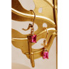925 Sterling Silver Gold Plated Pink Topaz & Goshenite Earrings