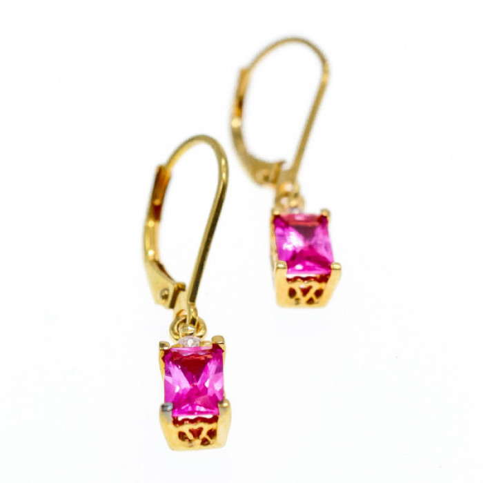925 Sterling Silver Gold Plated Pink Topaz & Goshenite Earrings