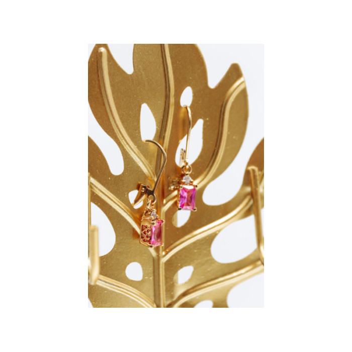 925 Sterling Silver Gold Plated Pink Topaz & Goshenite Earrings