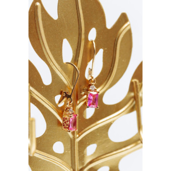 925 Sterling Silver Gold Plated Pink Topaz & Goshenite Earrings