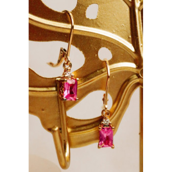 925 Sterling Silver Gold Plated Pink Topaz & Goshenite Earrings