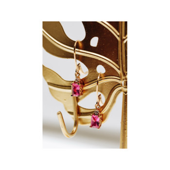 925 Sterling Silver Gold Plated Pink Topaz & Goshenite Earrings