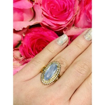 925 Sterling Silver Blue Alpanite Ring Size 10.25