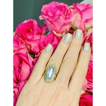 925 Sterling Silver Blue Alpanite Ring Size 10.25