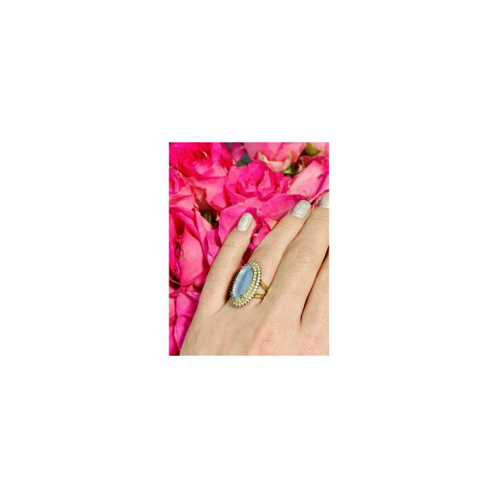 925 Sterling Silver Blue Alpanite Ring Size 10.25