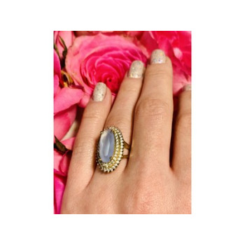 925 Sterling Silver Blue Alpanite Ring Size 10.25