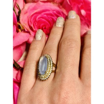 925 Sterling Silver Blue Alpanite Ring Size 10.25