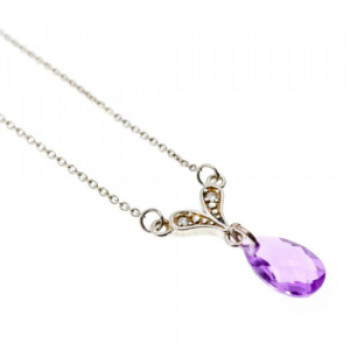 925 Sterling Silver Amethyst & CZ Necklace Pendant