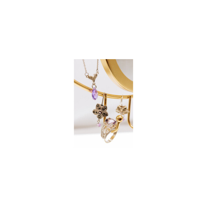 925 STERLING SILVER AMETHYST & CZ NECKLACE PENDANT