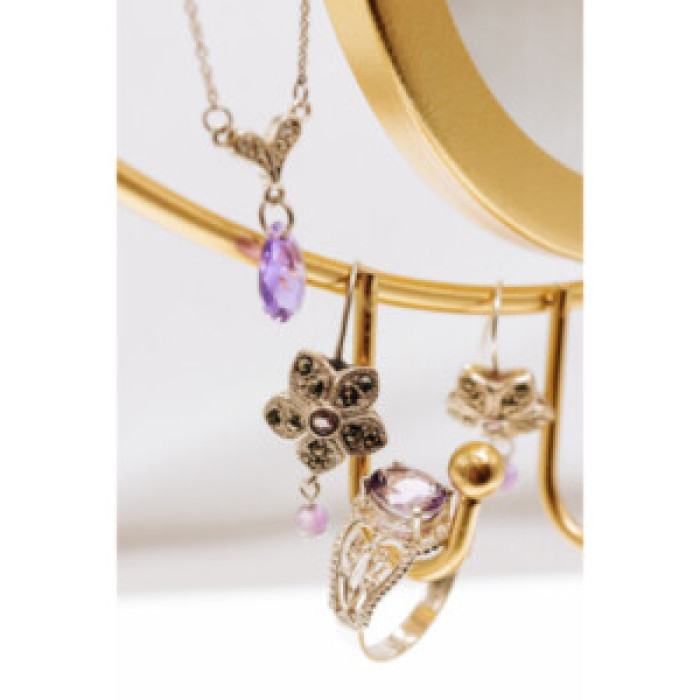 925 Sterling Silver Amethyst & CZ Necklace Pendant