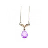 925 STERLING SILVER AMETHYST & CZ NECKLACE PENDANT
