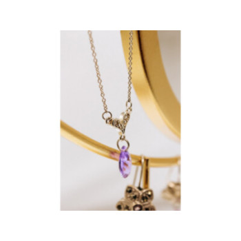 925 STERLING SILVER AMETHYST & CZ NECKLACE PENDANT