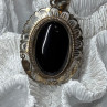 Vintage 925 Sterling Silver Black Onyx Pendant Length 2 Inch