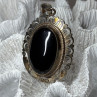 Vintage 925 Sterling Silver Black Onyx Pendant Length 2 Inch