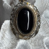 Vintage 925 Sterling Silver Black Onyx Pendant Length 2 Inch