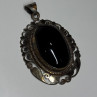 Vintage 925 Sterling Silver Black Onyx Pendant Length 2 Inch