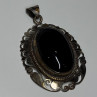 Vintage 925 Sterling Silver Black Onyx Pendant Length 2 Inch