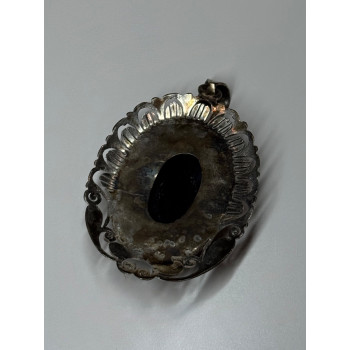 Vintage 925 Sterling Silver Black Onyx Pendant Length 2 Inch