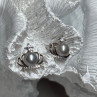 925 Sterling Silver Pearl Crown Earrings Length 0.5 Inch