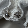 925 Sterling Silver Pearl Crown Earrings Length 0.5 Inch