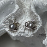 925 Sterling Silver Pearl Crown Earrings Length 0.5 Inch