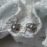 925 Sterling Silver Pearl Crown Earrings Length 0.5 Inch