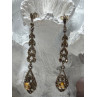 925 Sterling Silver Citrine & Marcasite Earrings Length 2.2 Inch