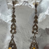 925 Sterling Silver Citrine & Marcasite Earrings Length 2.2 Inch