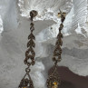 925 Sterling Silver Citrine & Marcasite Earrings Length 2.2 Inch