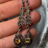 925 Sterling Silver Citrine & Marcasite Earrings Length 2.2 Inch