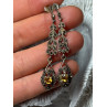 925 Sterling Silver Citrine & Marcasite Earrings Length 2.2 Inch