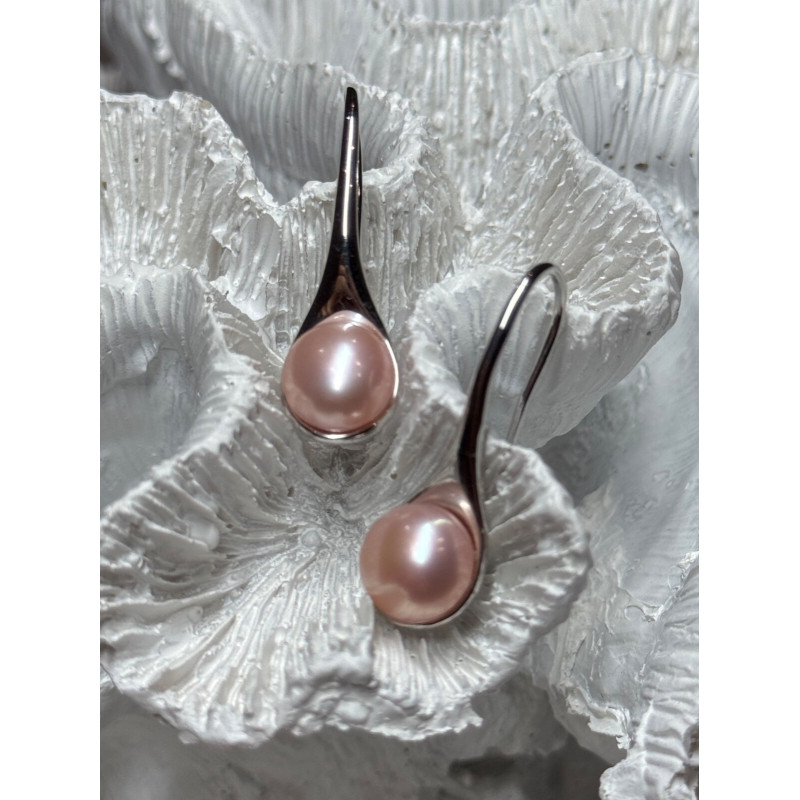 925 STERLING SILVER PEARL EARRINGS LENGTH 1.2 INCH