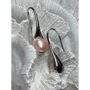 925 STERLING SILVER PEARL EARRINGS LENGTH 1.2 INCH