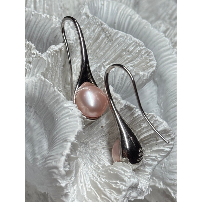 925 STERLING SILVER PEARL EARRINGS LENGTH 1.2 INCH