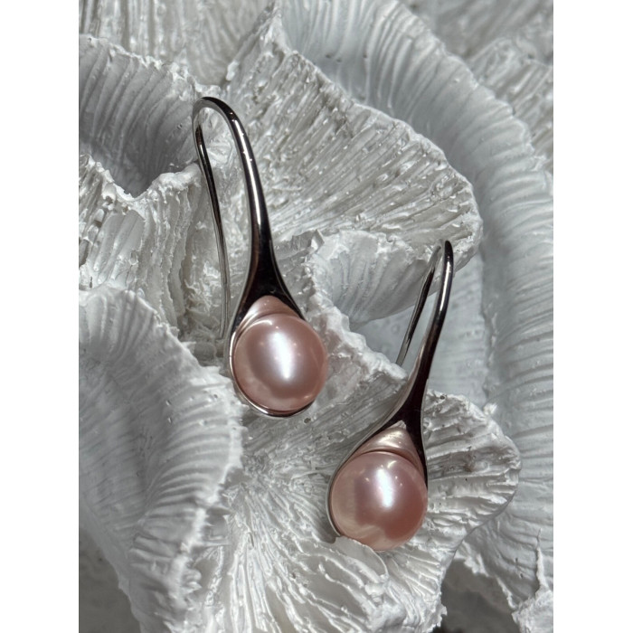 925 STERLING SILVER PEARL EARRINGS LENGTH 1.2 INCH