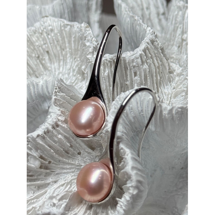 925 STERLING SILVER PEARL EARRINGS LENGTH 1.2 INCH