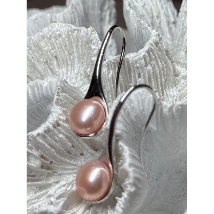 925 STERLING SILVER PEARL EARRINGS LENGTH 1.2 INCH