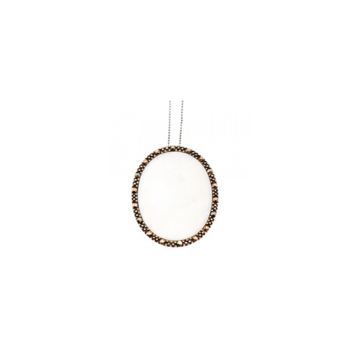 925 Sterling Silver Mother Of Pearl & Marcasites Chain With Pendant