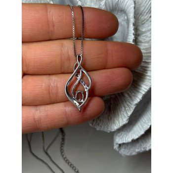 925 Sterling Silver White Sapphire Necklace Length 21/19 Inch