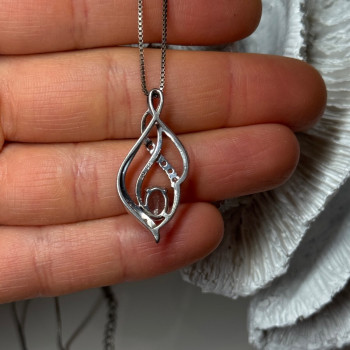925 Sterling Silver White Sapphire Necklace Length 21/19 Inch